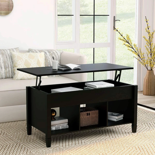 Lift Top Coffee Table Black Adjustable Lift Tabletop Pop-Up Coffee Table Tabletop