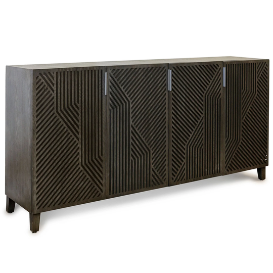 Harp & Finial - Lawson 4-Door Sideboard - Gray Finish On Hardwood