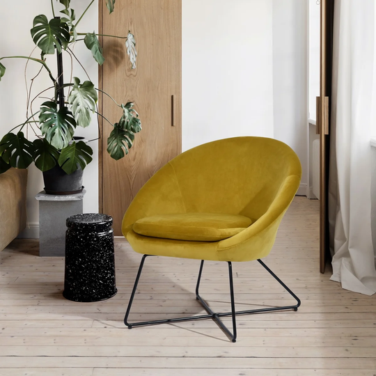 Accent Chair Armchair Fashion Velvet Fabric Upholstery Accent Chairs for Living Room Bedroom,Yellow