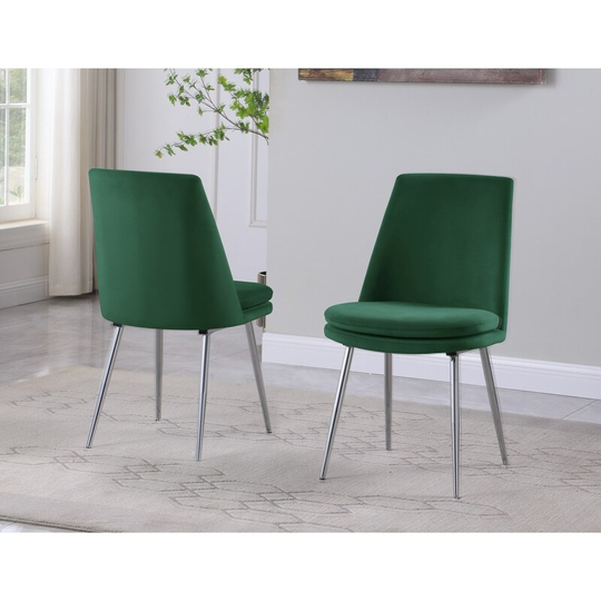 Best Master Furniture Amina Upholstered Velvet Chair with Chrome Legs (Set of 2)