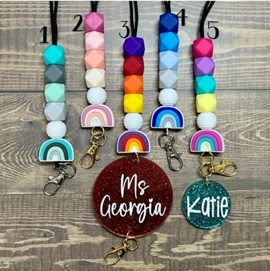 Rainbow Lanyard | Choose From 5 Colorful Designs With Optional Personalized Disc Add-On
