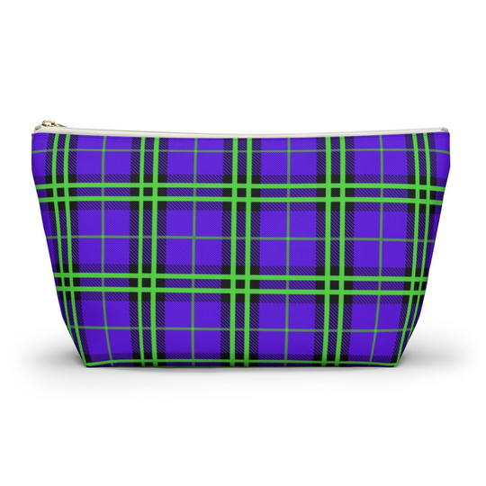 Neon Plaid Pouch, Cosmetic Bag, Pencil Case