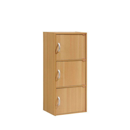 35.5" Beech Beige Multi-Purpose Bookcase with Shelves and Doors
