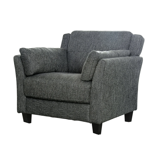 Contemporary Style Linen like Fabric Upholstered Wooden Chair with Tapered Legs, Gray