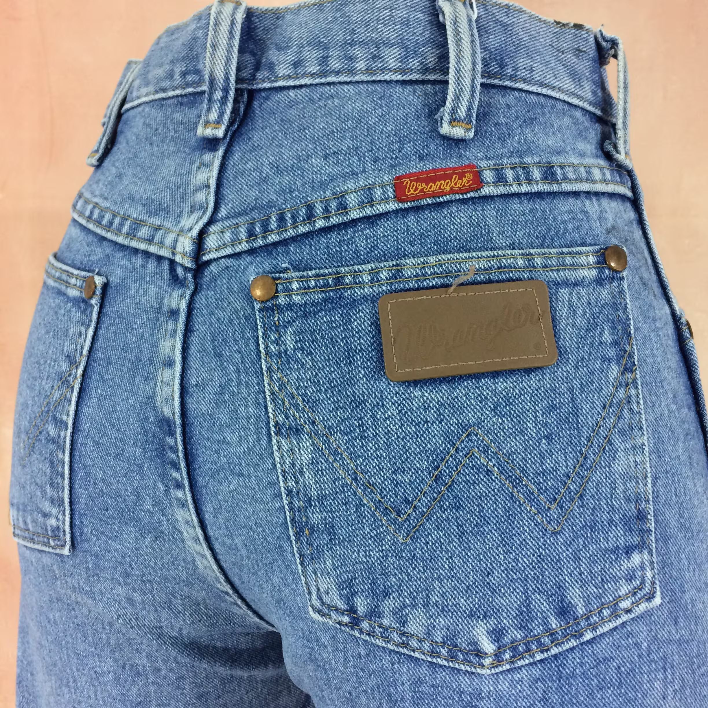 Sz 28 Wrangler Vintage Western Jeans W28 L30 High Waist Distressed Painted Mom Rodeo Riders Made in Mexico