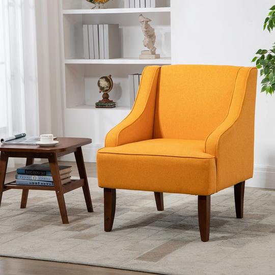 Velvet Upholstered Lounge Accent Chair for Living Room,Yellow - 28" x 26"x 28"