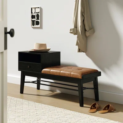 Faux Leather Drawer Storage Bench