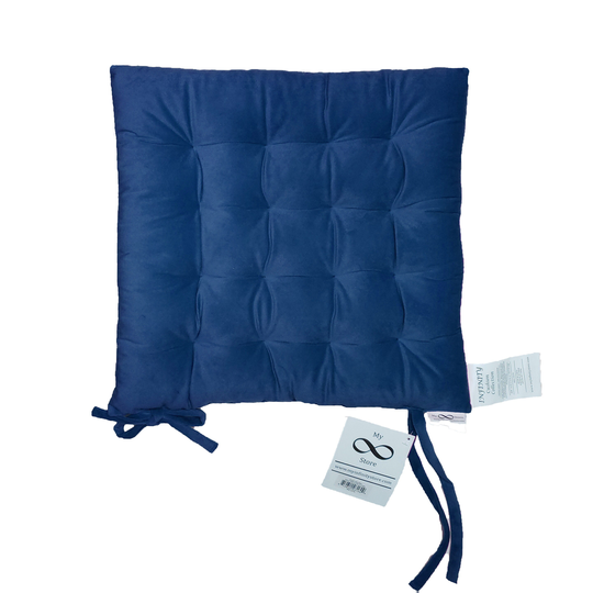 Infinity Collection Royal Blue 16" Square Chair Pad/Cushion Tie Backs Reversible Tufted Plush For Kitchen Bar Stool Dining Room