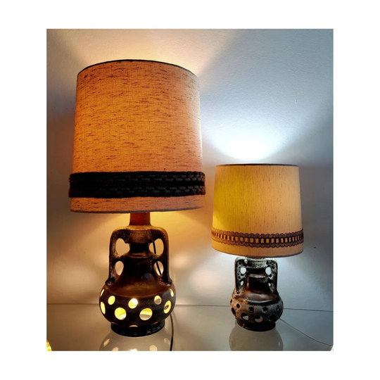 Two Mid Century Modern Fat Lava Table Lamps By Walter Gerhards // 70S Ceramics Lamp Made in West Germany 1970S