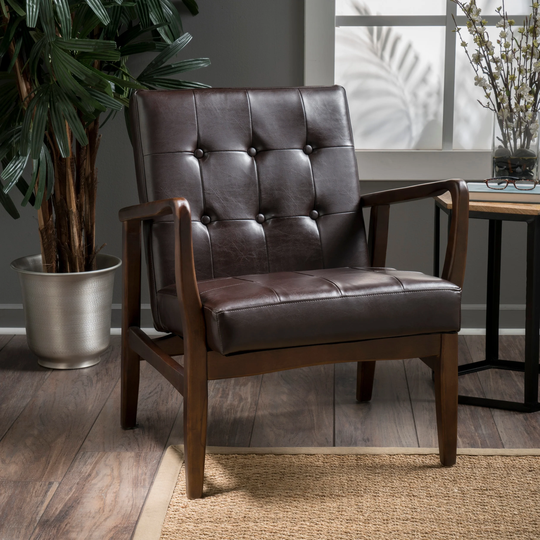 Marcola Mid-century Faux Leather Club Chair by Christopher Knight Home
