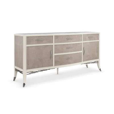 74" Wide 5 Drawer Birch Wood Sideboard