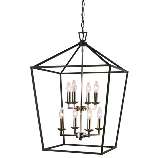Lacey Polished Chrome and Black 8-light Pendant