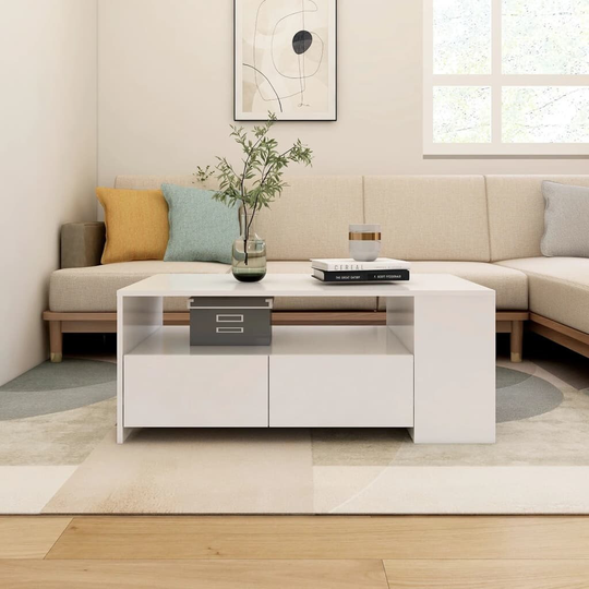 Coffee Table White 40.2"x21.7"x16.5" Engineered Wood