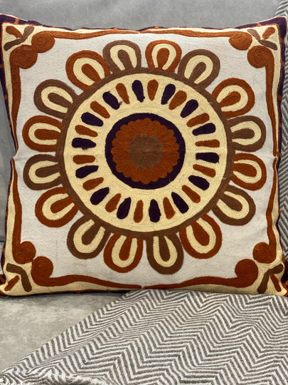 Foral Embroidery Linen Pillow Cover, Sofa Decorative Throw Farmhouse Cushion Cover Only