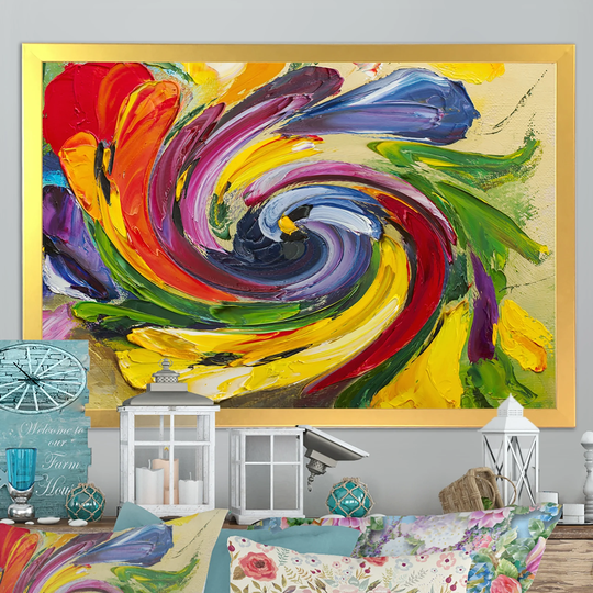 Designart 'Colorful Spiral Flower' Traditional Framed artwork