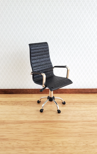 Dollhouse Miniatures Chair Modern Office Desk Black 112 Scale Furniture