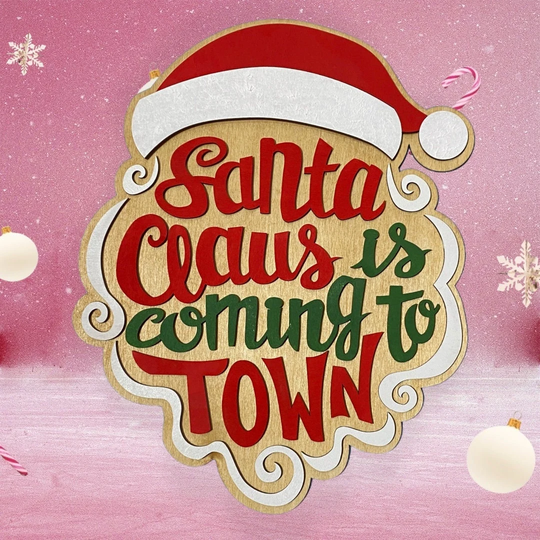 Diy Santa Claus Is Coming Town Sign Kit, Painted Sign, Christmas Decor, Holiday Paint Parties
