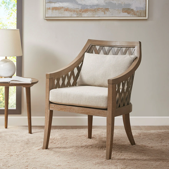 San Pedro Accent Chair Wood Armchair with Removable Cushion,24"W x 25.75"D x 34.5"H