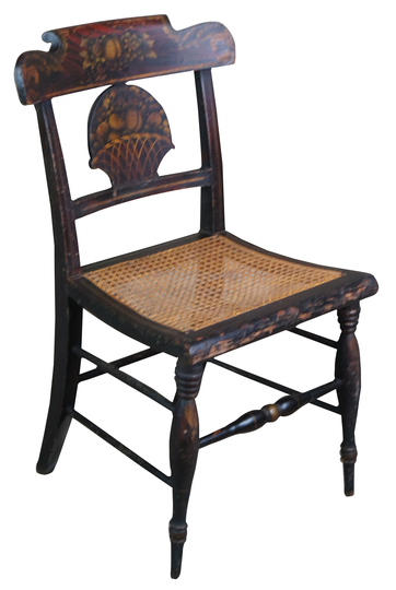Antique Farmhouse Fruit Basket Stenciled Caned Side Dining Chair Hitchcock 33'