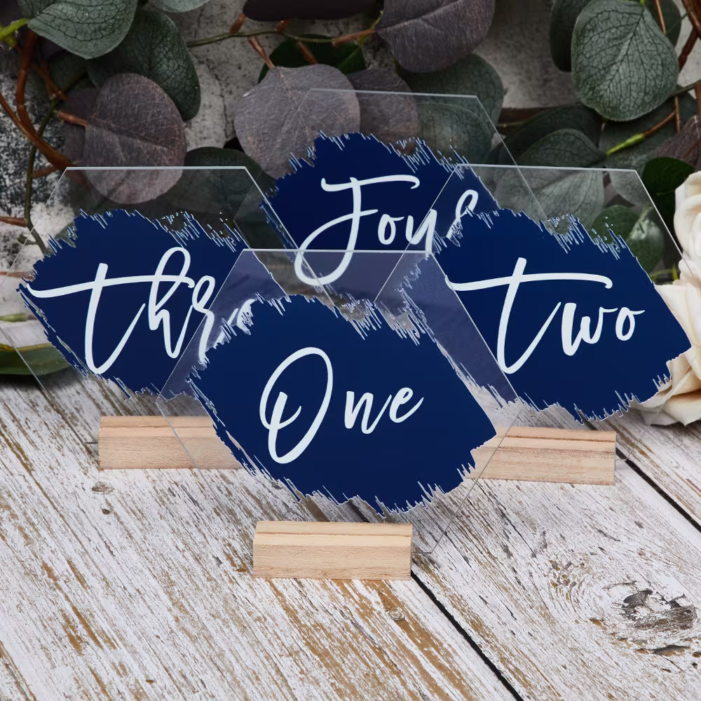 Hexagon Table Numbers, Gold Sign With Stand, Acrylic Wedding Signs, Geometric Decor, Plexiglass Number, Modern Weddings