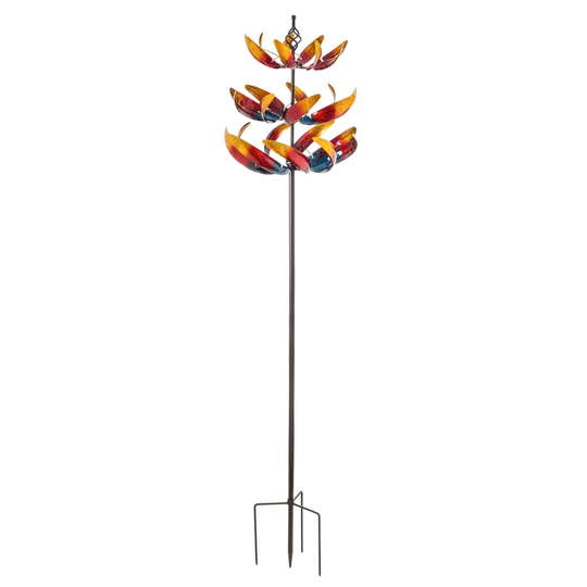 84"H 3 Tier Wind Spinner, Primary Color Ombre Waves in Motion