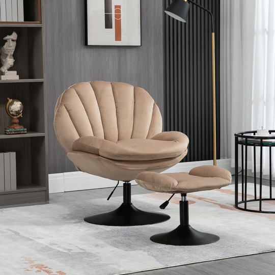 Swivel Accent Chair Living Room Chair with Ottoman, Adjustable Seat Height TV Chair