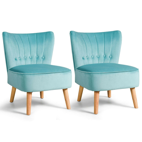 Gymax 2PCS Accent Chair Armless Leisure Chair Single Sofa w/ Wood Legs - See Details