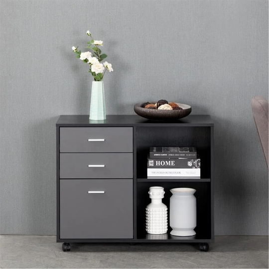 Lateral File Cabinets Oak & Grey,Printer Holder for Home Office