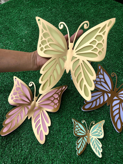 8 Pcs 3D Butterfly For Birthday Decorations, Wall Art Table, Nursery Decor, Baby Shower, Silver Backdrop Event Decoration