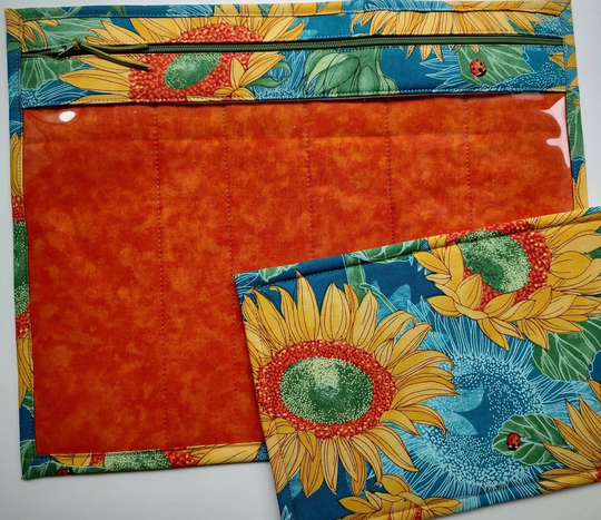 Cross Stitch Project Bag - Bag Organizer Vinyl Front Organization Sunflowers