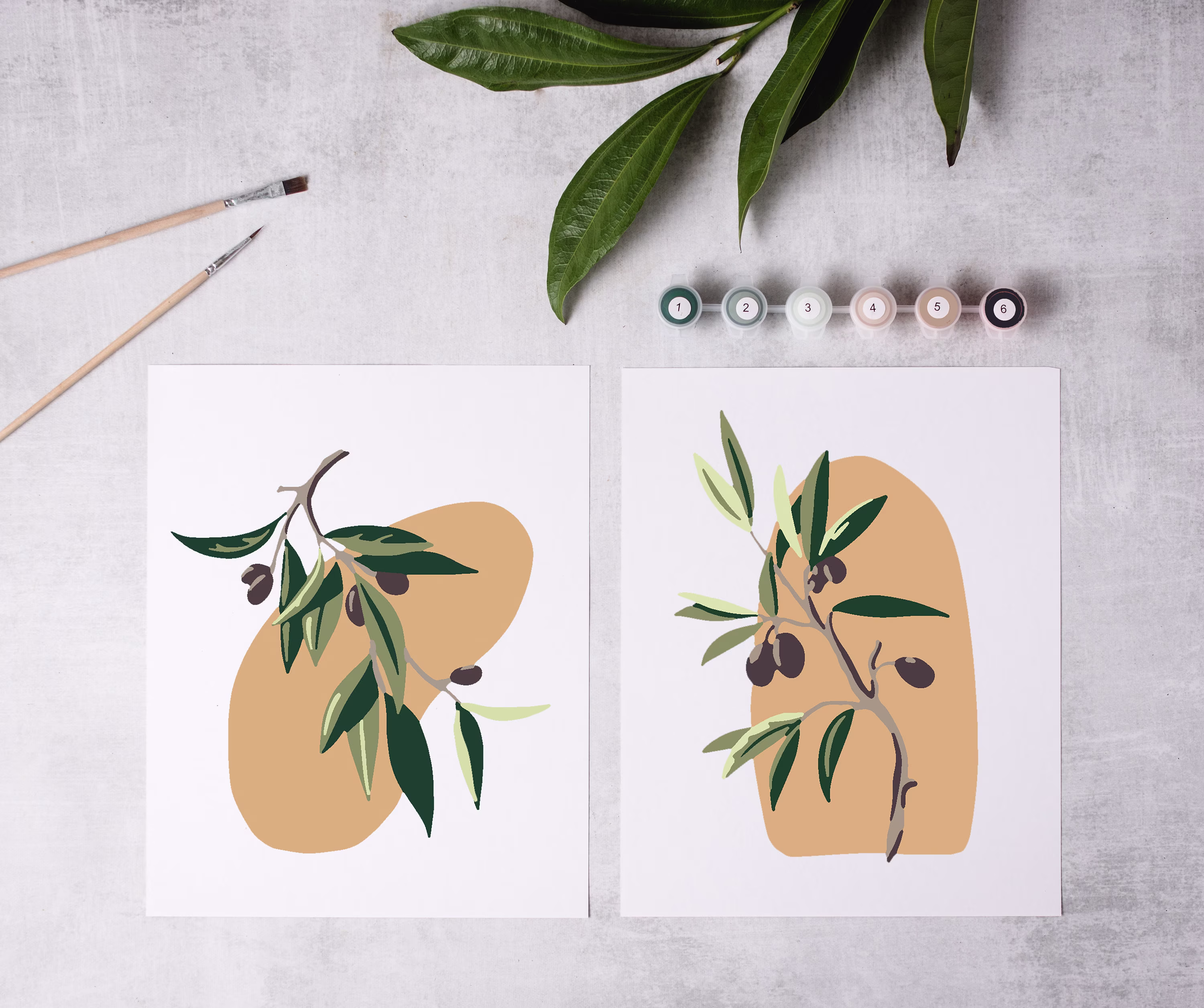 Olive Branches Paint By Number Kit/Color Kit/Custom Number/Kids Crafting Kit/Adult Coloring Kit/Canvas