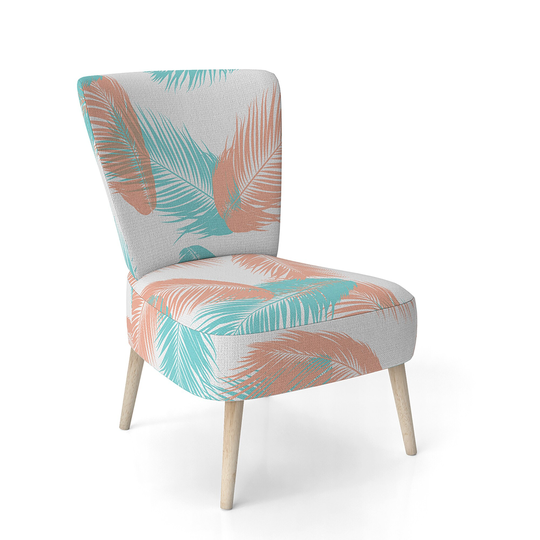 Designart 'Retro Tropical Foliage II' Upholstered Mid-Century Accent Chair