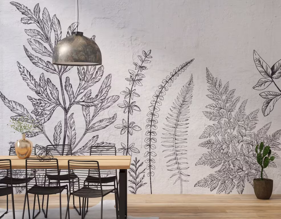 Pencil Drawing Abstract Plants Floral Wallpaper Self Adhesive Peel & Stick Wall Murals Decoration Scandinavian Removable