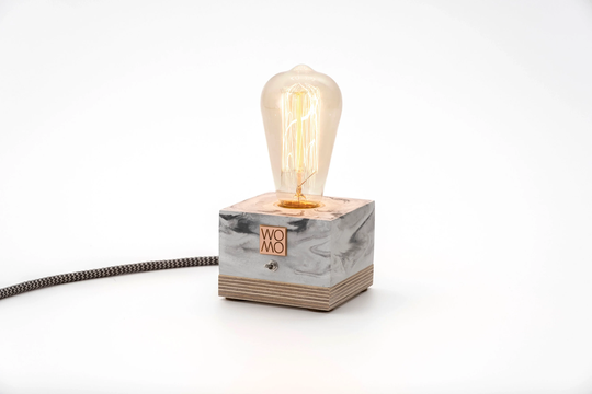 White Marble Concrete Table Lamp, Handmade Bedside Industrial Decor, Edison Home Decor