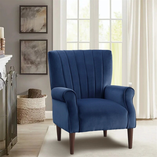 Modern Velvet Fabric Upholstery Accent Chair Club Chair,Solid Wood Frame