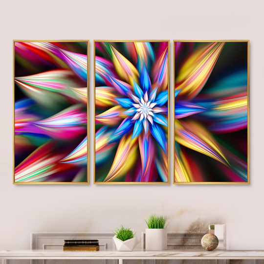 Designart 'Exotic Multi Color Flower Petals' Floral Framed Artwork Set of 3 - 4 Colors of Frames