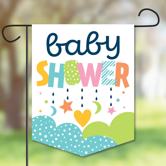 Colorful Baby Shower - Outdoor Lawn & Yard Home Decorations Gender Neutral Party Garden Flag 12 X 15.25 Inches