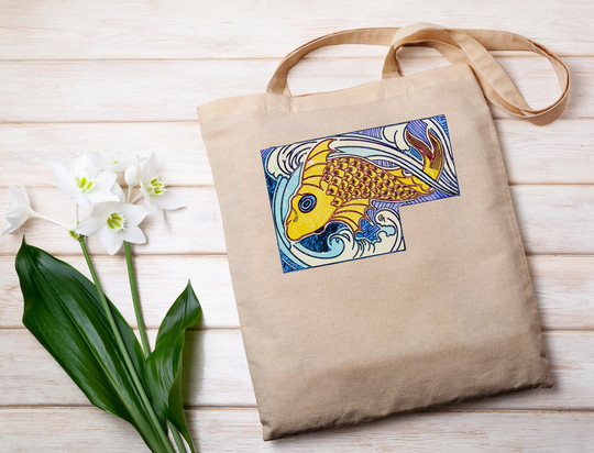 Goldfish Tote Bag, Be A Goldfish, Unique Art, Fish Canvas Tote, Project Gift For Her, Koi Gift