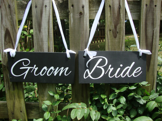 Weddings Signs, Bride & Groom., Chair Photo Props, Single Sided