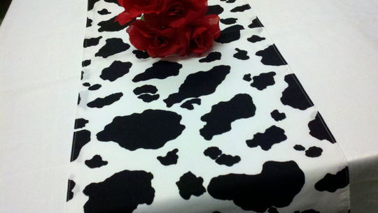 Cow Print Linens - Fabric, Table Runner, Napkins, Tablecloth, Black & White, Cotton, Cowboy, Cowgirl, Farmhouse, Photo Shoot, Table Linens