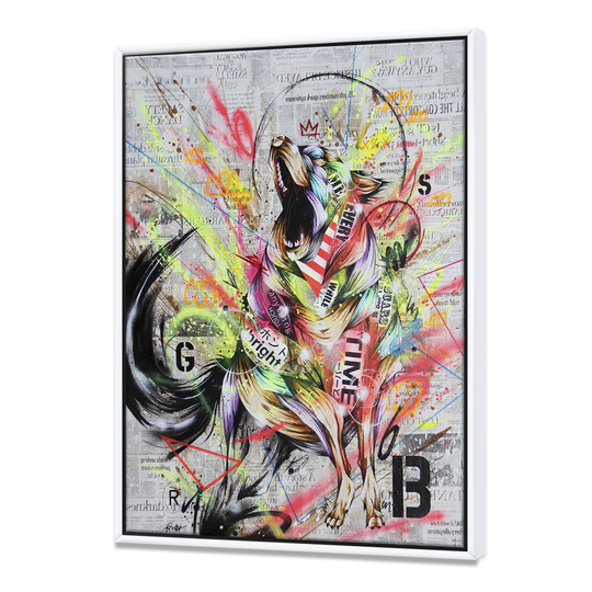 Designart 'Howling Colorful Wolf' Modern & Contemporary Gallery-wrapped Framed Canvas