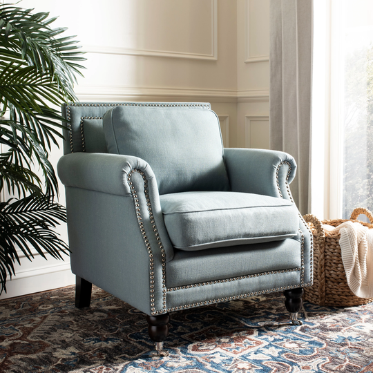 SAFAVIEH Karsen Seaside Blue Club Chair - 29.9" x 33.7" x 34.6"