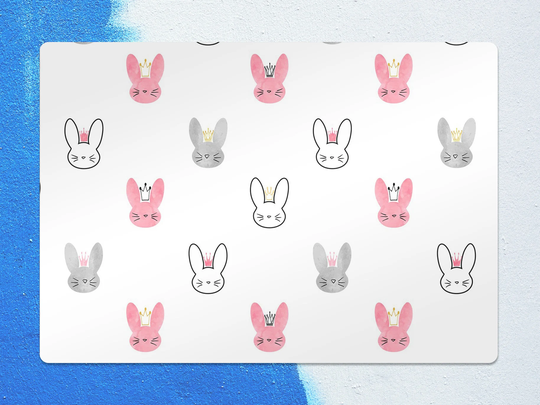 Royal Bunnies Chair Mat, White Splat Pink Vinyl Floor Animal Protective Flooring, Kids Room Decor