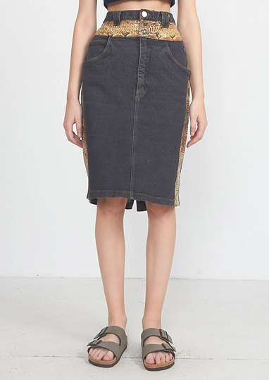 Vintage Dark Grey Krizia Denim Mini Pencil Skirt/ Size W 31