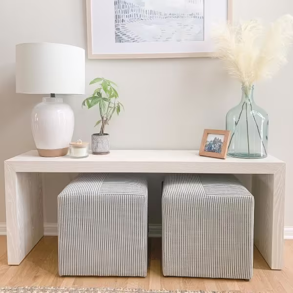 Narrow Console Table, Sofa Entryway Side Live Edge Wood Furniture, Bench