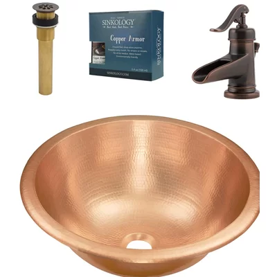 Born and Ashfield All-in-One Metal Circular Undermount Bathroom Sink with Faucet