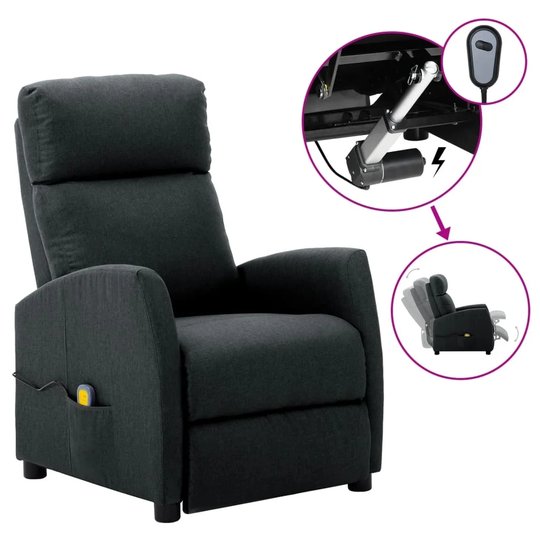 Electric Massage Reclining Chair Dark Gray Fabric