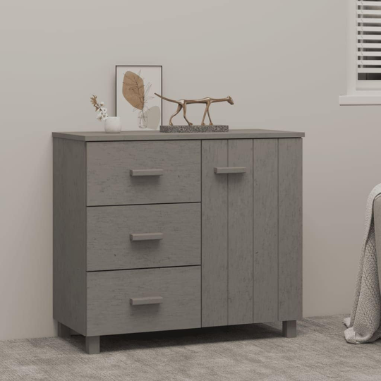 Sideboard Light Gray 35.4"x15.7"x31.5" Solid Pinewood