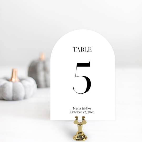 Arch Personalized Wedding Table Numbers, 5x7 Double Sided Number Signs, Minimalist Cards