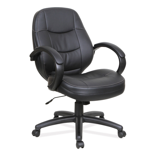 Alera PF Series Mid-Back Bonded Leather Office Chair, Supports Up To 275 Lb, 18.11" To 22.04" Seat Height, Black